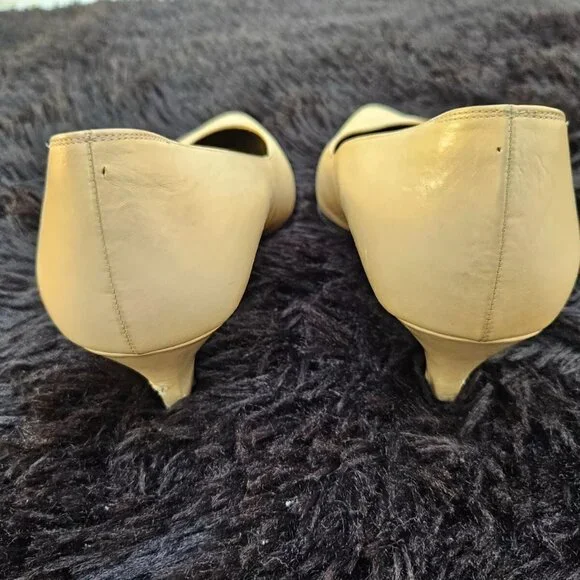 YSL Paris Women Heel Sandal Beige Leather Upper Shoes Saint Laurent Size 36.5 - Picture 3 of 11